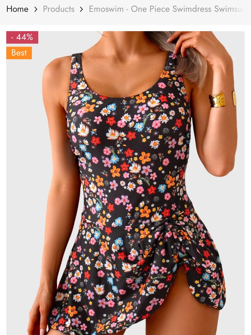 Black Floral One-Piece Swimsuit